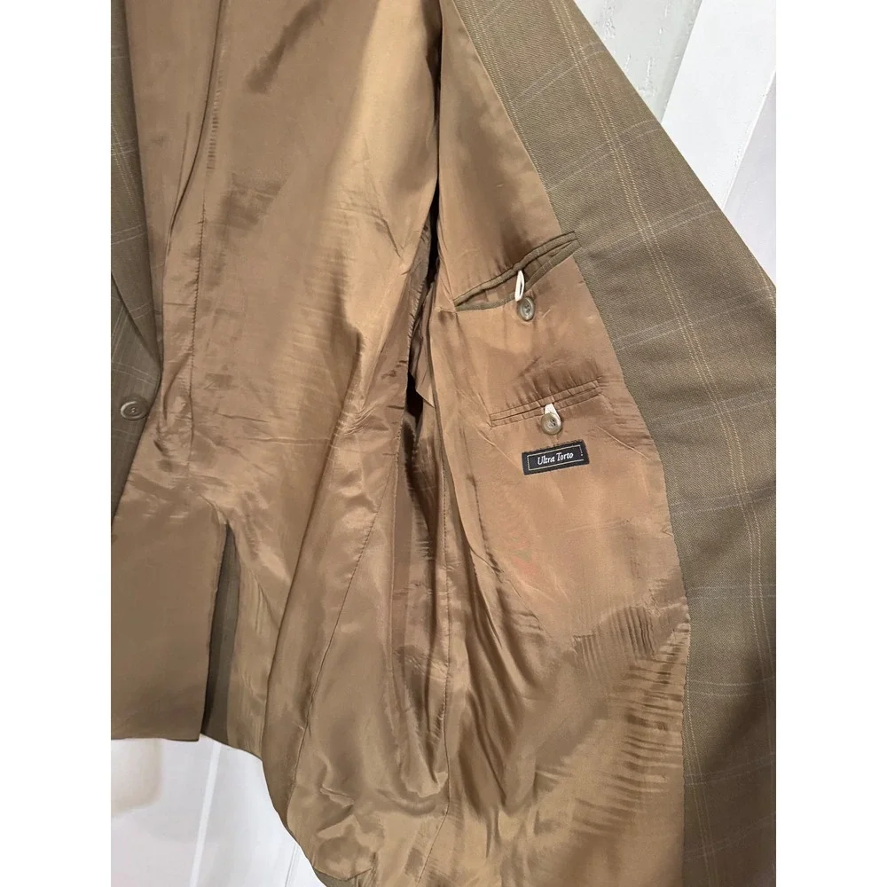Taylor Richard's & Conger Mens Olive Herringbone Two Button Blazer ultra torto